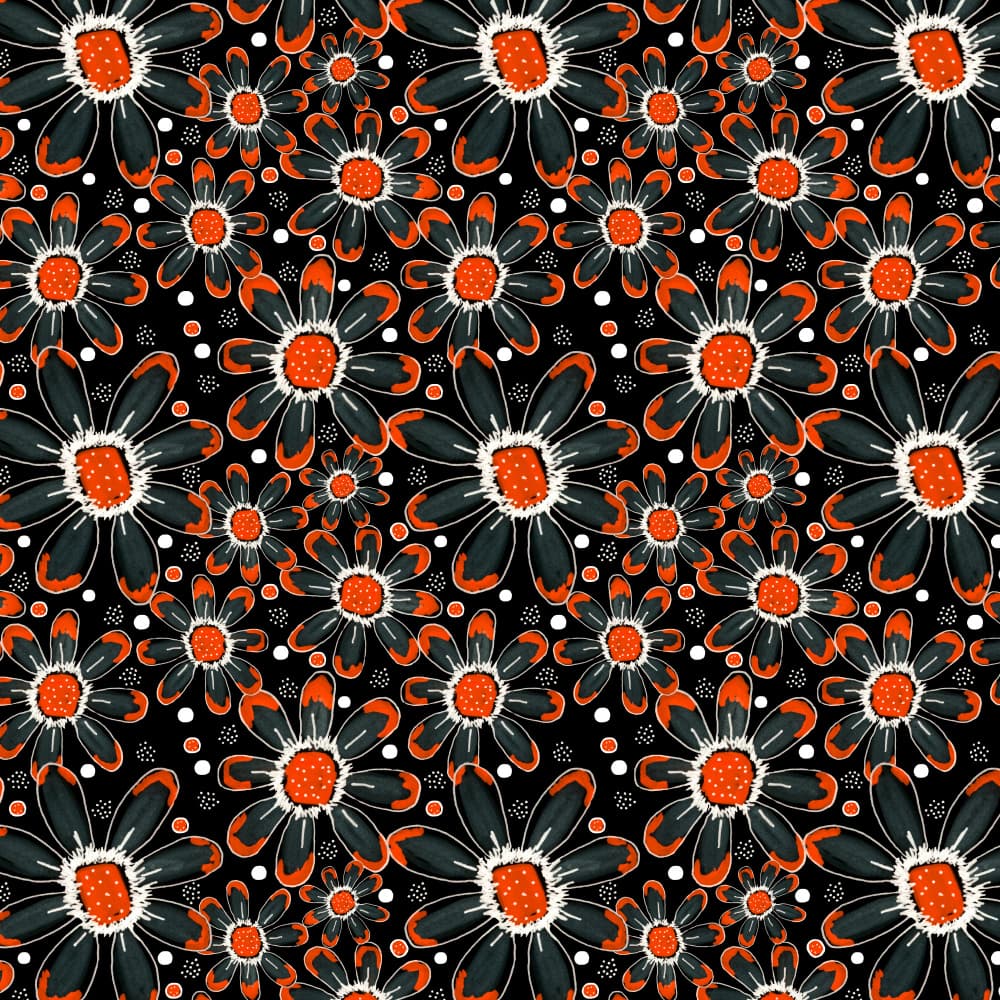 Vibrant Orange Floral Pattern by Michele Channell — canvas wall art