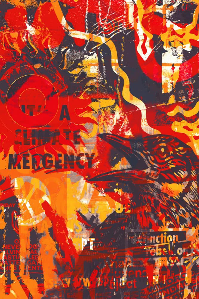 Climate Emergency Crows by Simon Goggin — canvas wall art