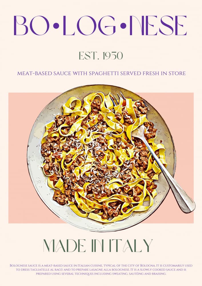 Classic Bolognese Pasta by Nazma Khokhar — canvas wall art