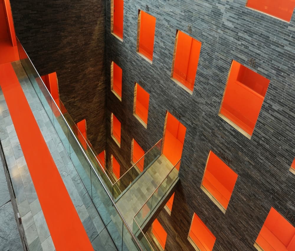 Modern Orange Atrium by Huib Limberg — canvas wall art