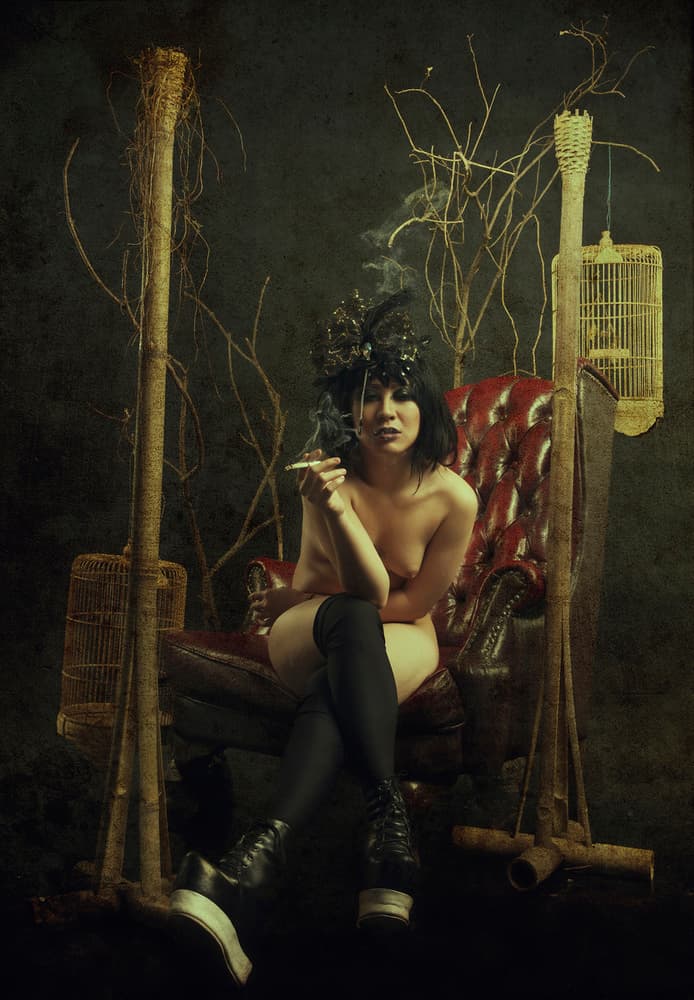 Gothic Smoking Woman by Hari Sulistiawan — canvas wall art