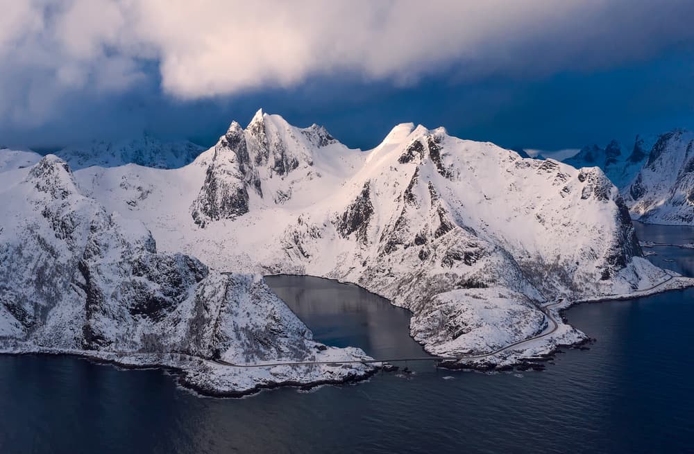 Snowy Fjord Mountains by Mei Xu — canvas wall art