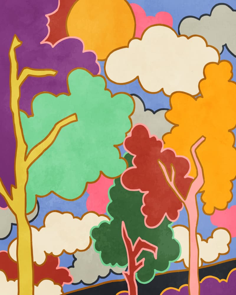 Vibrant Pop Art Trees by Kintsugi99 — canvas wall art