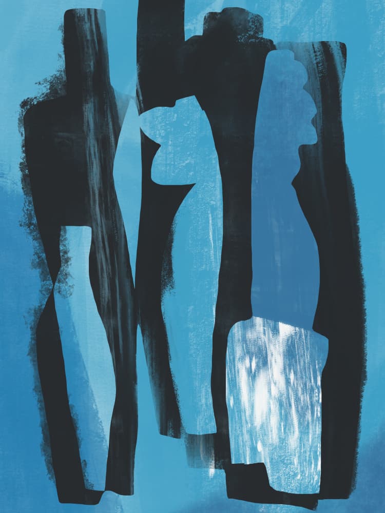 Blue Abstract Forms by Little Dean — canvas wall art