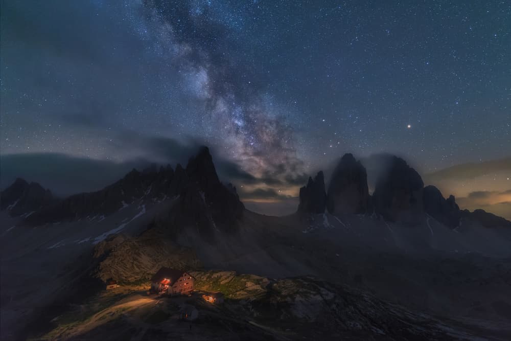 Milky Way Mountain Hut by David Martin Castan — canvas wall art