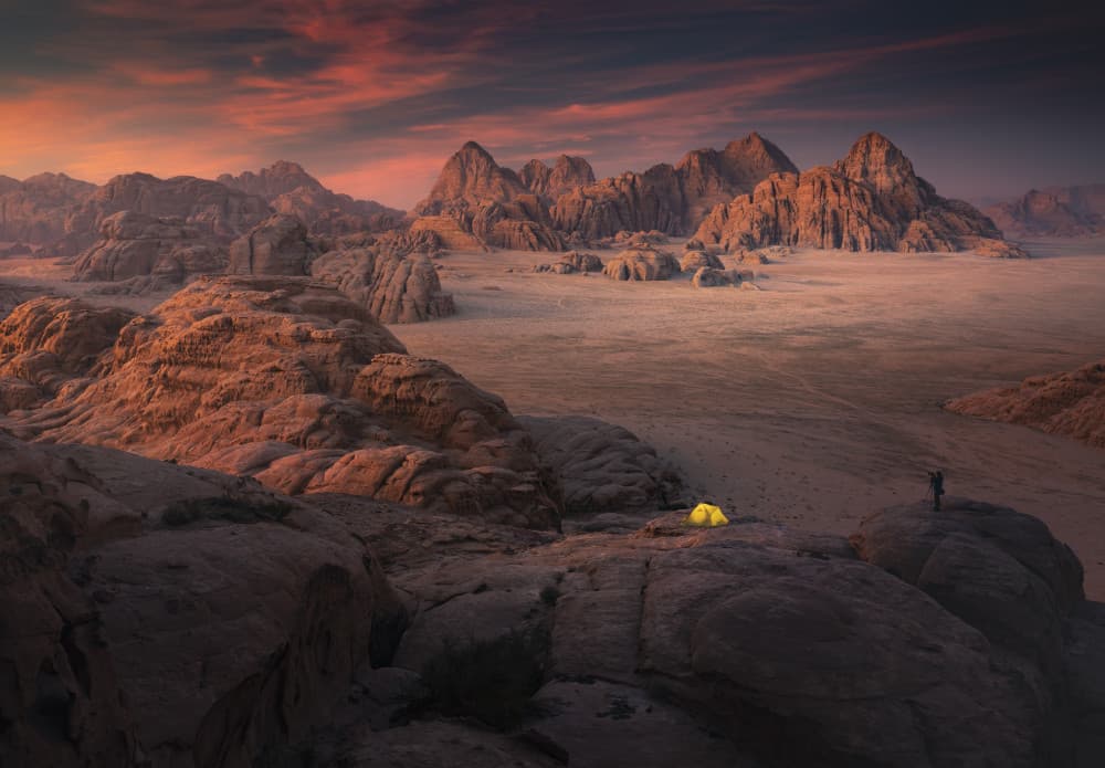 Desert Solitude at Sunset by Karol Nienartowicz — canvas wall art