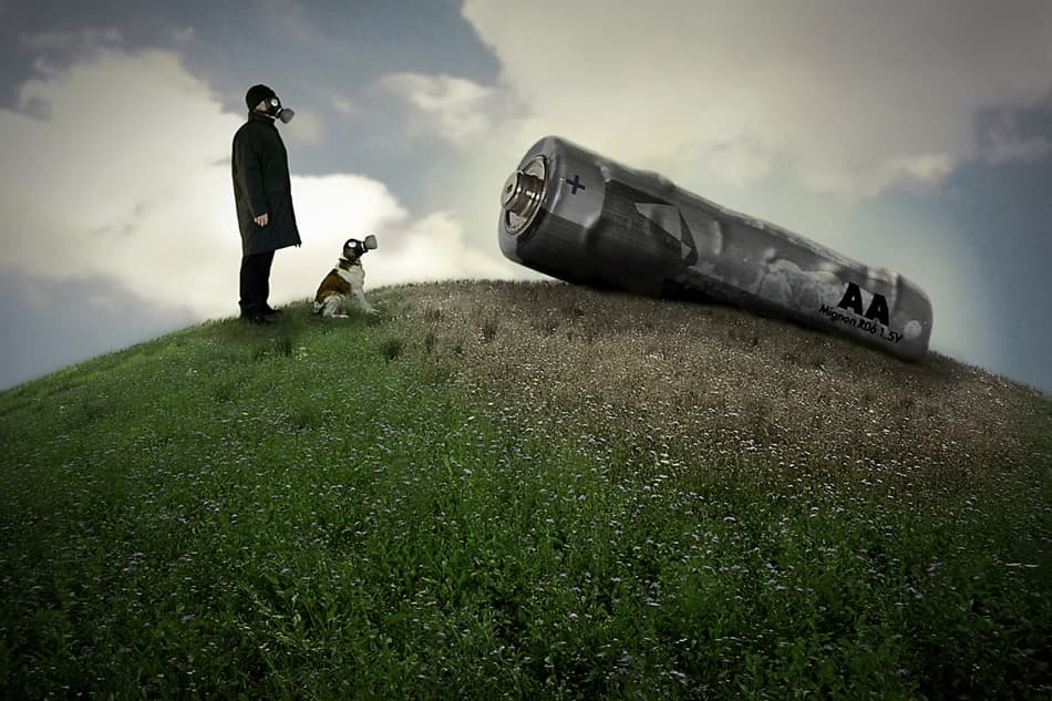 Giant Battery Dystopia by Mister Solo — canvas wall art