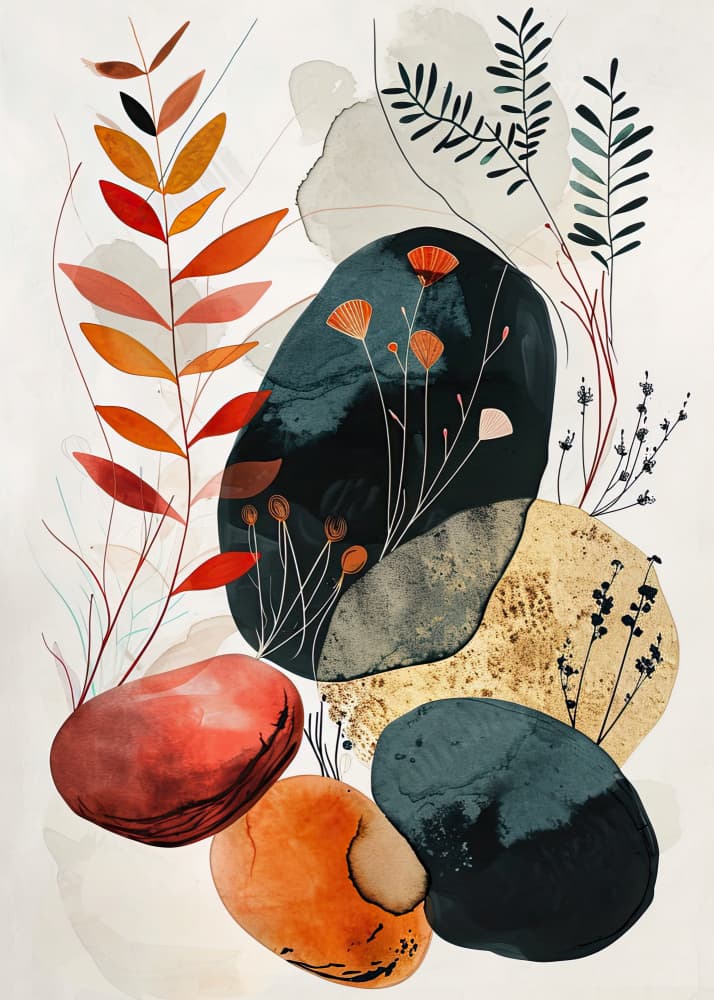 Abstract Botanical Stones by Justyna Jaszke — canvas wall art