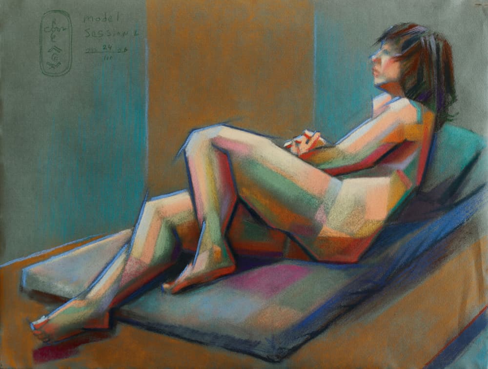 Colorful Reclining Figure by Corné Akkers — canvas wall art