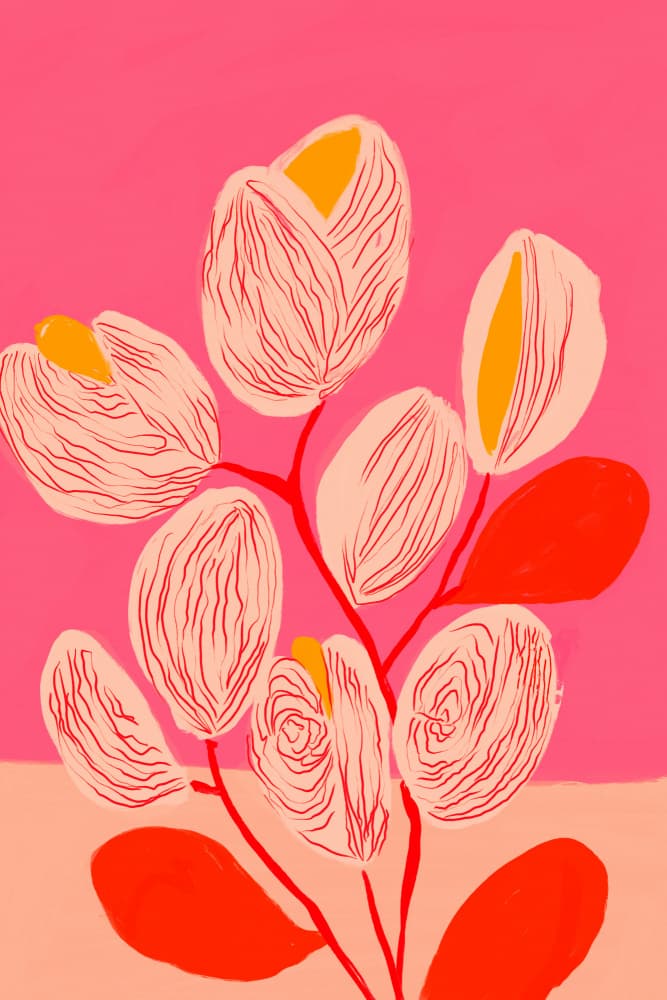Vibrant Pink Blooms by Treechild — canvas wall art