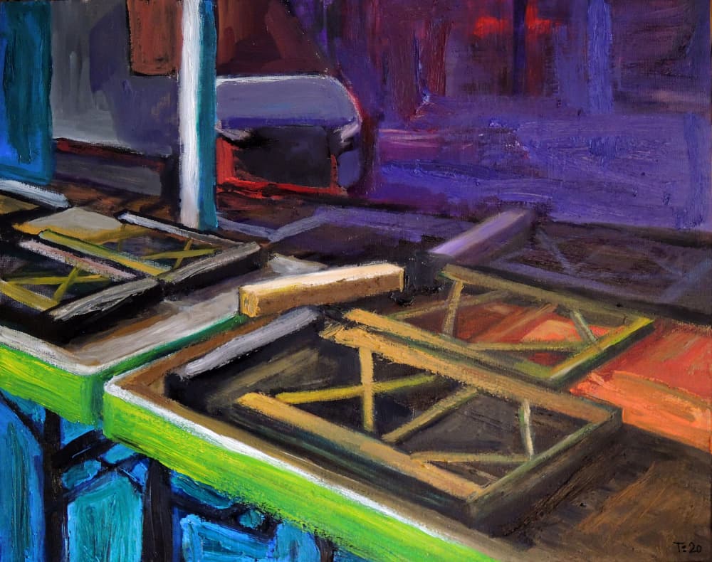 Colorful Market Tables by Tore Bahnson — canvas wall art