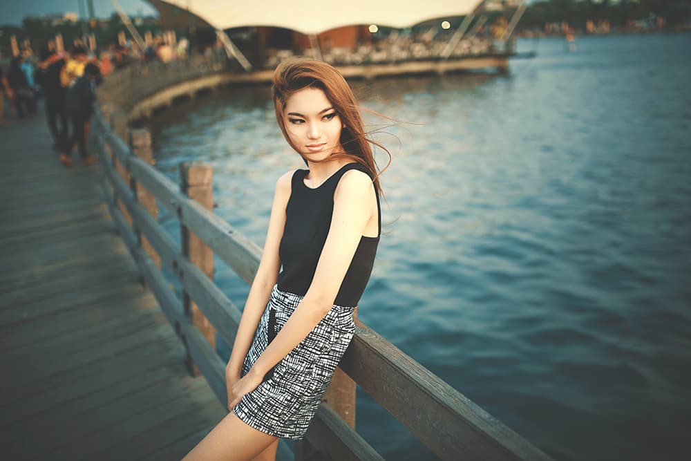 Stylish Woman Waterfront by Abr Abe — canvas wall art