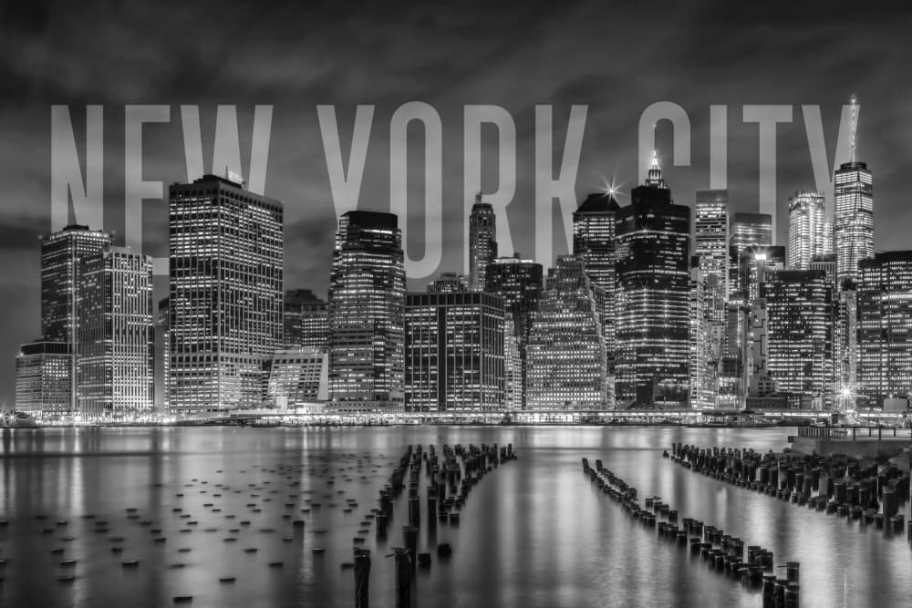 New York City Night Skyline by Melanie Viola — canvas wall art