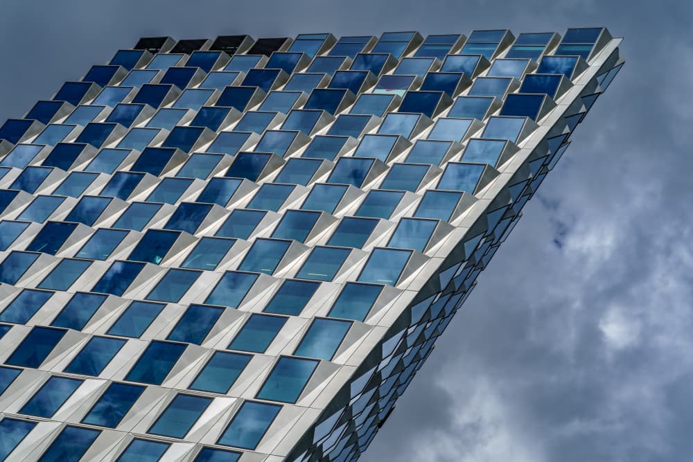 Geometric Blue Facade by Jaap Koer — canvas wall art