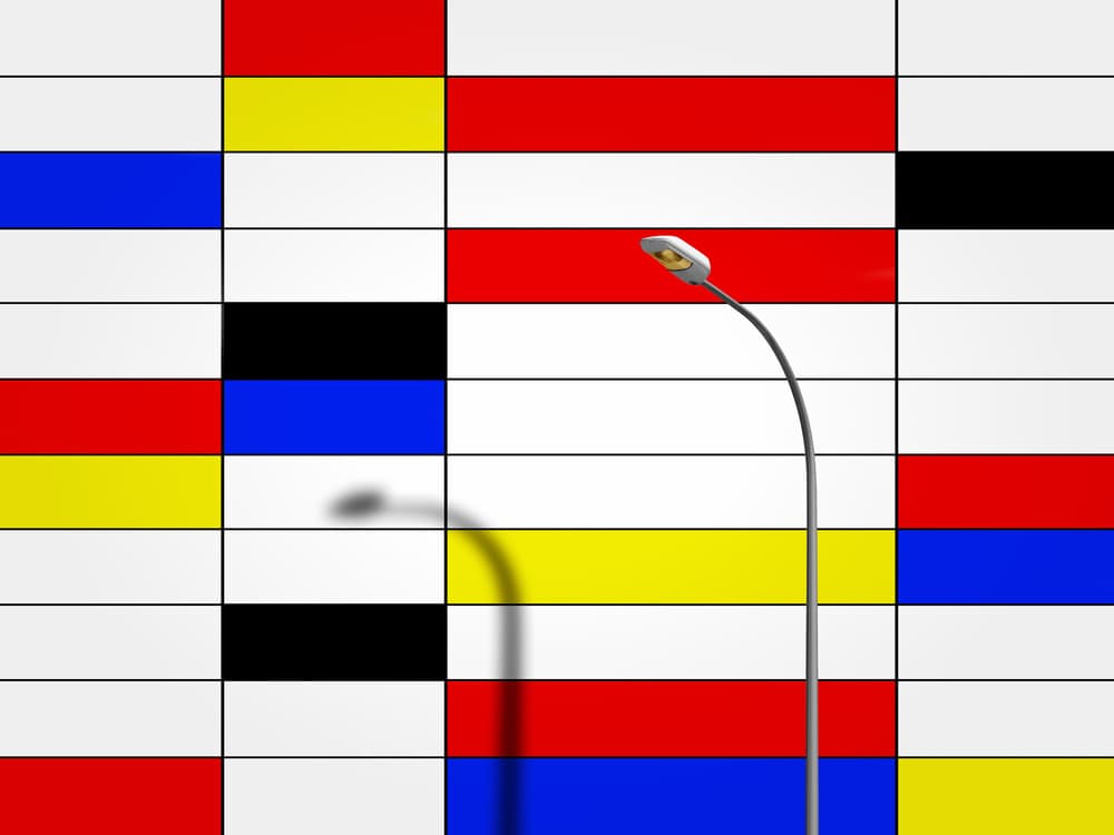 Colorful Blocks Streetlight by Alfonso Novillo — canvas wall art