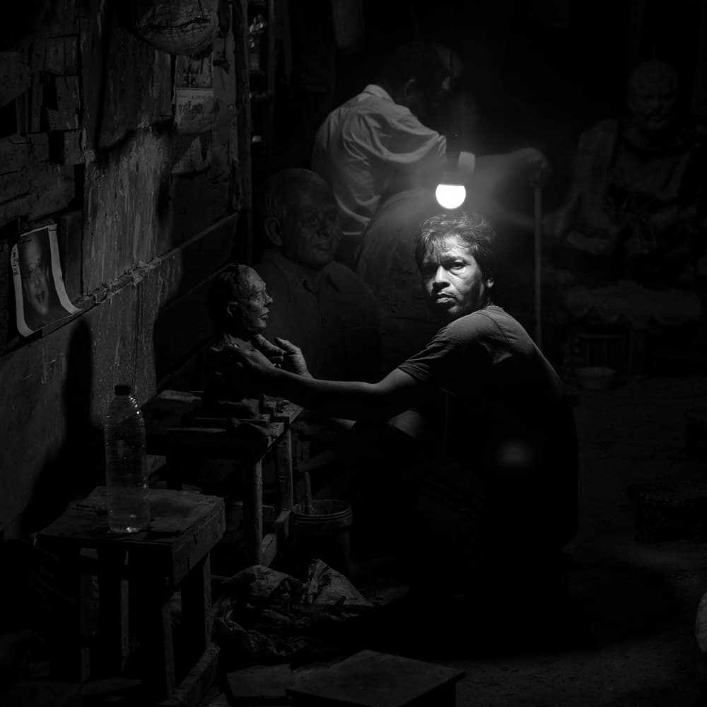 Sculptor at Work by Subhajit Das — canvas wall art