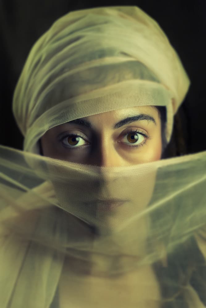Mysterious Veiled Gaze by Hardik Pandya — canvas wall art