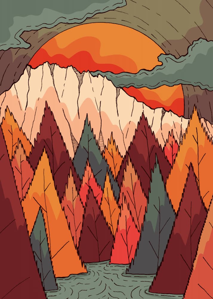 Vibrant Autumn Mountain River by Stephen Wade — canvas wall art