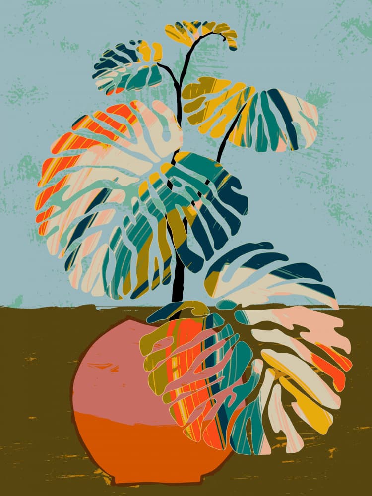 Abstract Tropical Monstera by Annick — canvas wall art