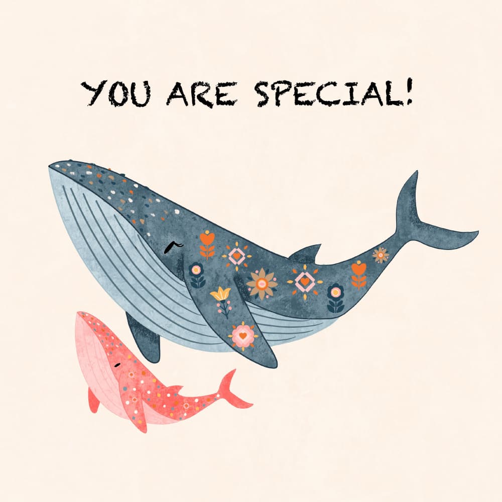 Special Whale Family by Saba Rauf — canvas wall art