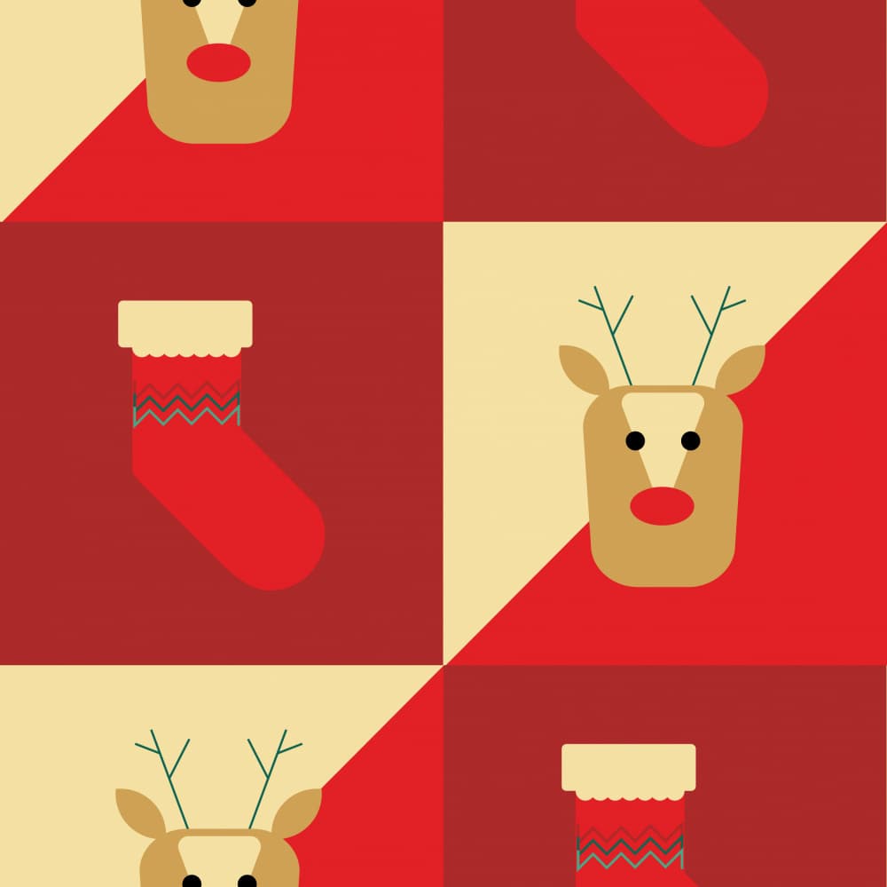 Festive Reindeer Stockings by Irene Demetri — canvas wall art