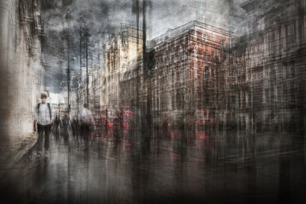 Moody London Street by Nicodemo Quaglia — canvas wall art