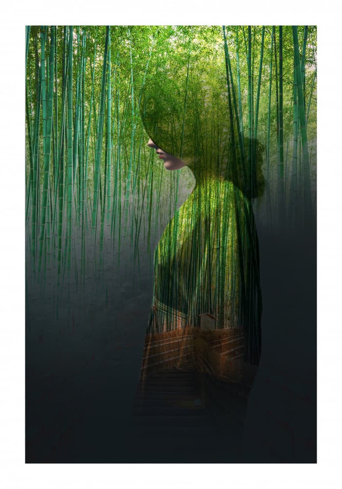 Bamboo Forest Woman by Fadil Roze — canvas wall art