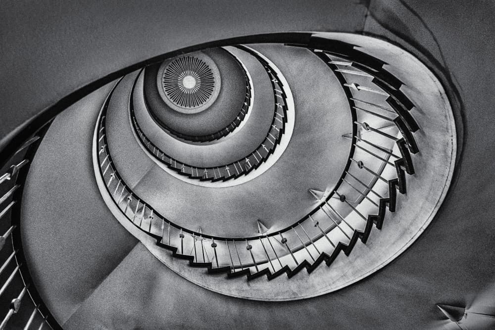 Mesmerizing Spiral Stairs by Holger Goehler — canvas wall art