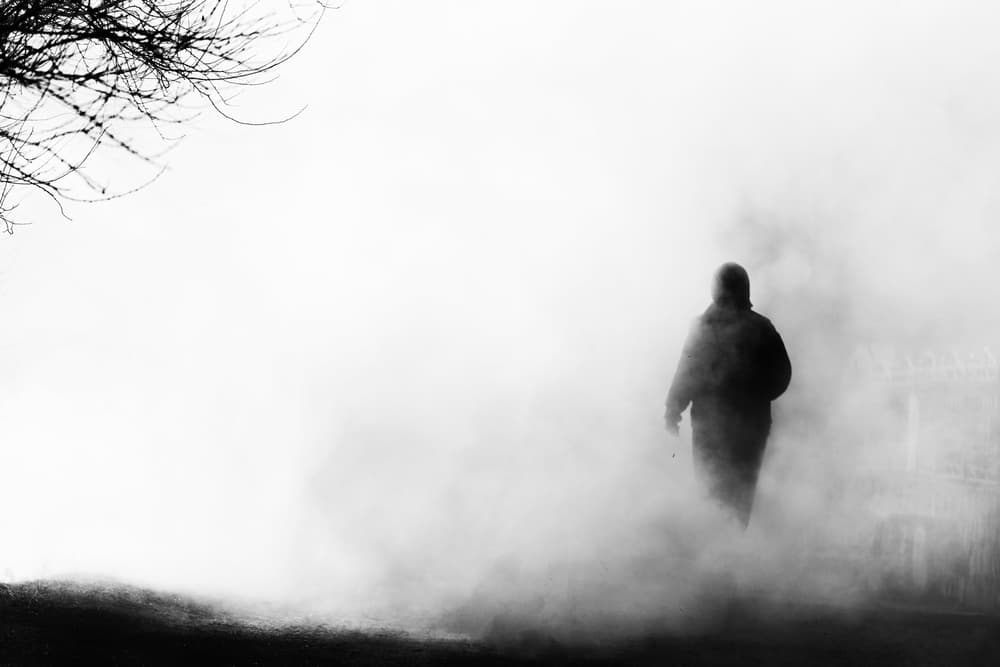 Solitary Figure in Fog by Marius Cinteza — canvas wall art