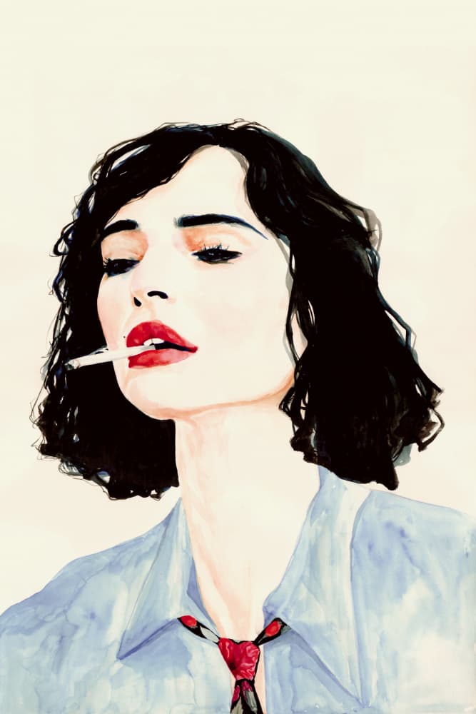 Chic Woman with Cigarette by Sophia Novosel — canvas wall art