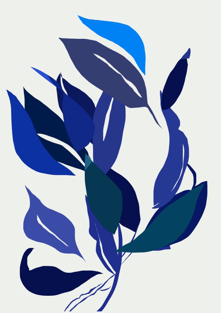 Modern Blue Leaves by casa cartissi — canvas wall art