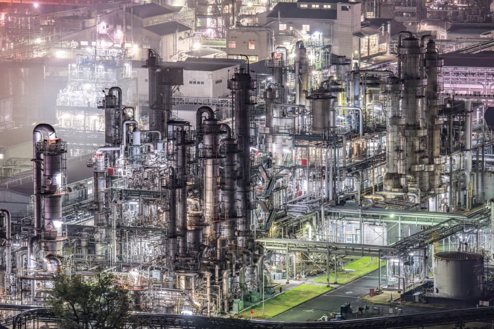 Industrial Nightscape Glow by Kobayashi Tetsurou — canvas wall art