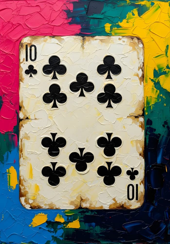 Colorful Ten of Clubs by HUGO — canvas wall art