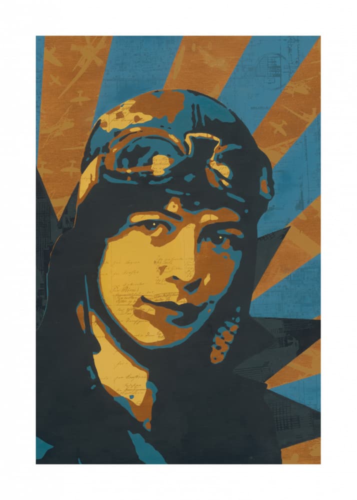 Vintage Aviator Portrait by Pia Lilenthal — canvas wall art