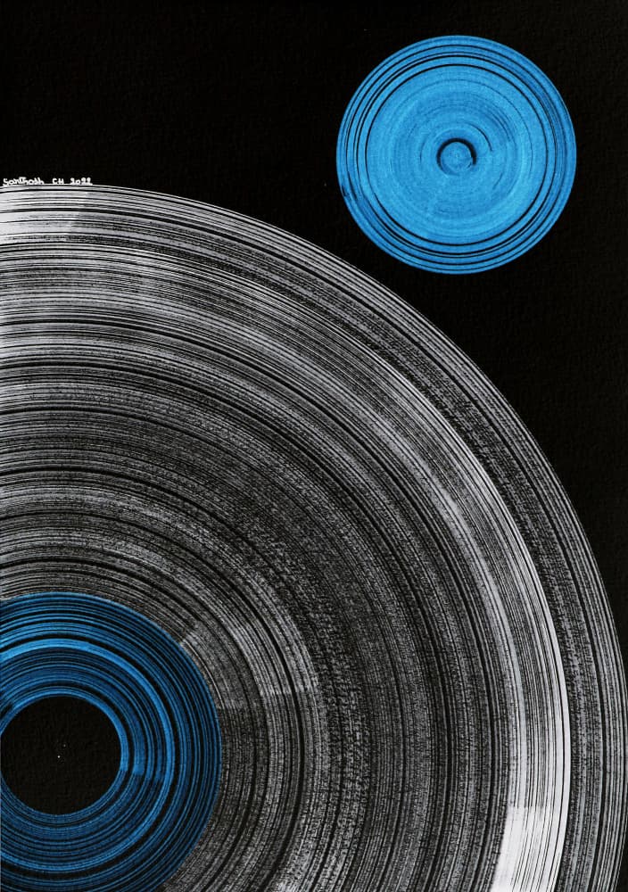 Cosmic Blue Circles by Santhosh ch — canvas wall art