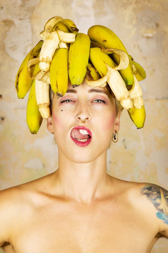 Quirky Banana Portrait by Michael Allmaier — canvas wall art