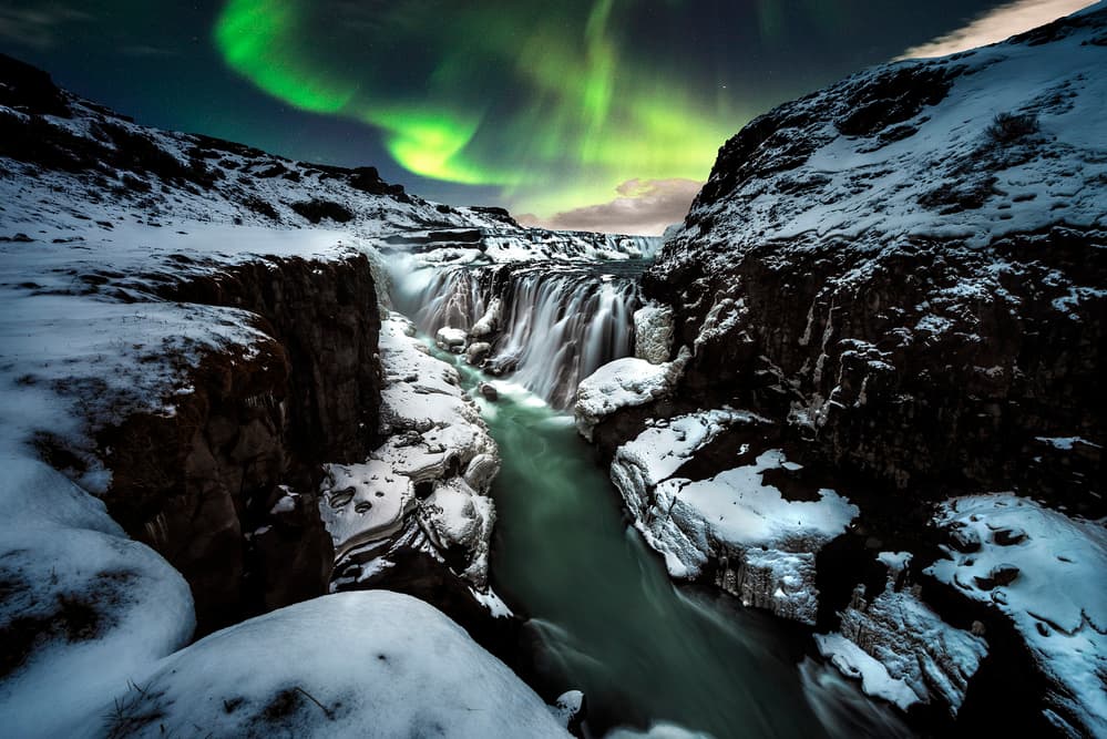 Aurora Borealis Waterfall by David Martin Castan — canvas wall art