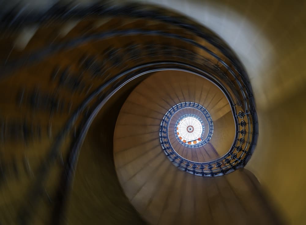Golden Spiral Staircase by Jimmy Yang — canvas wall art