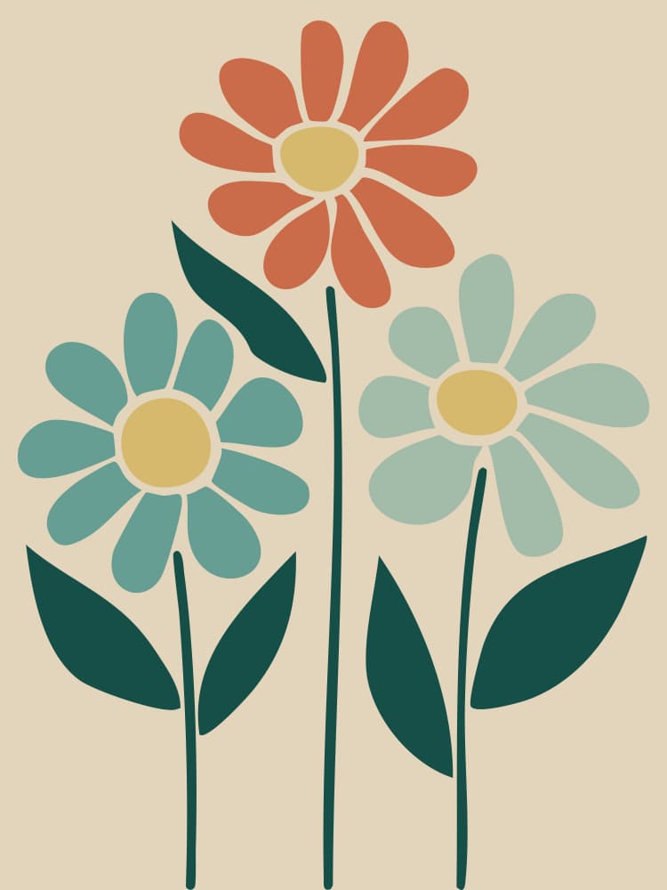 Colorful Retro Blooms by Andreas Magnusson — canvas wall art
