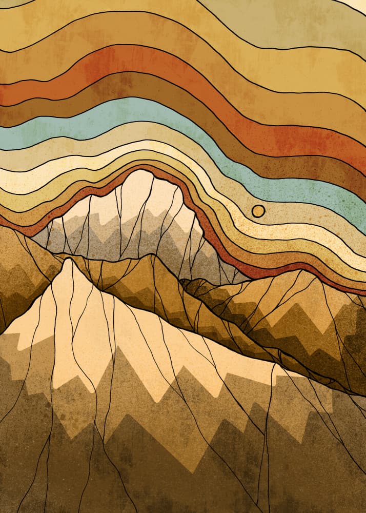 Retro Desert Peaks by Stephen Wade — canvas wall art