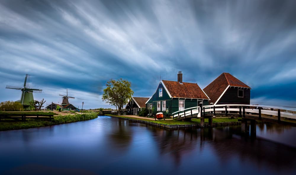 Dutch Windmills Canal by Kenneth-Wei Zeng — canvas wall art
