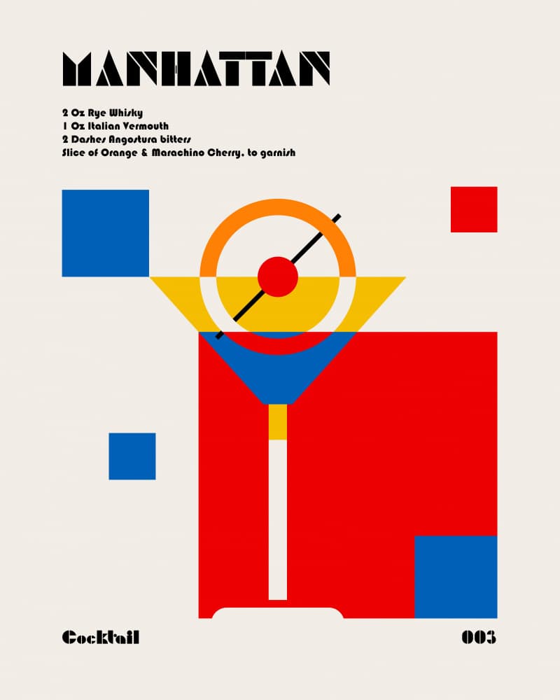 Manhattan Cocktail Abstract by Retrodrome — canvas wall art