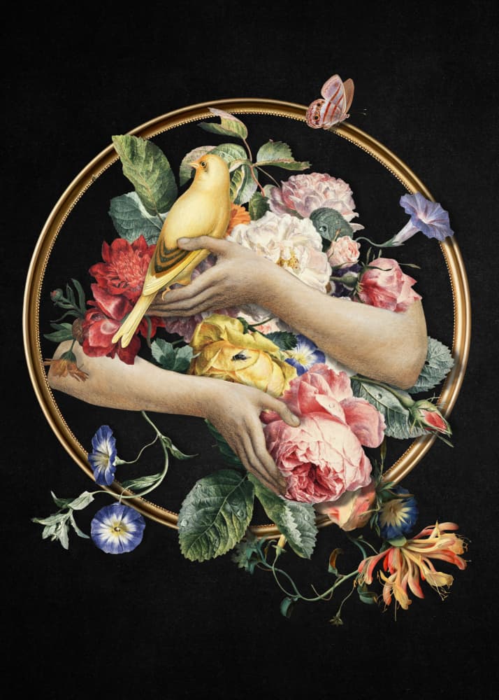 Golden Floral Embrace by Marja van den Hurk — canvas wall art