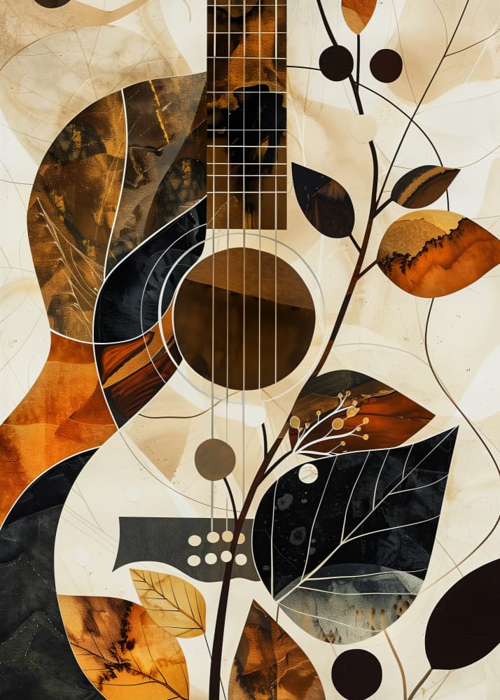 Earthy Guitar Harmony by Justyna Jaszke — canvas wall art