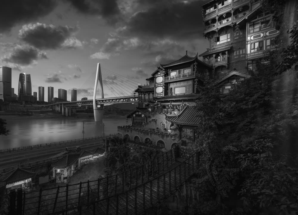 Chongqing City Lights by Alvin Wang — canvas wall art