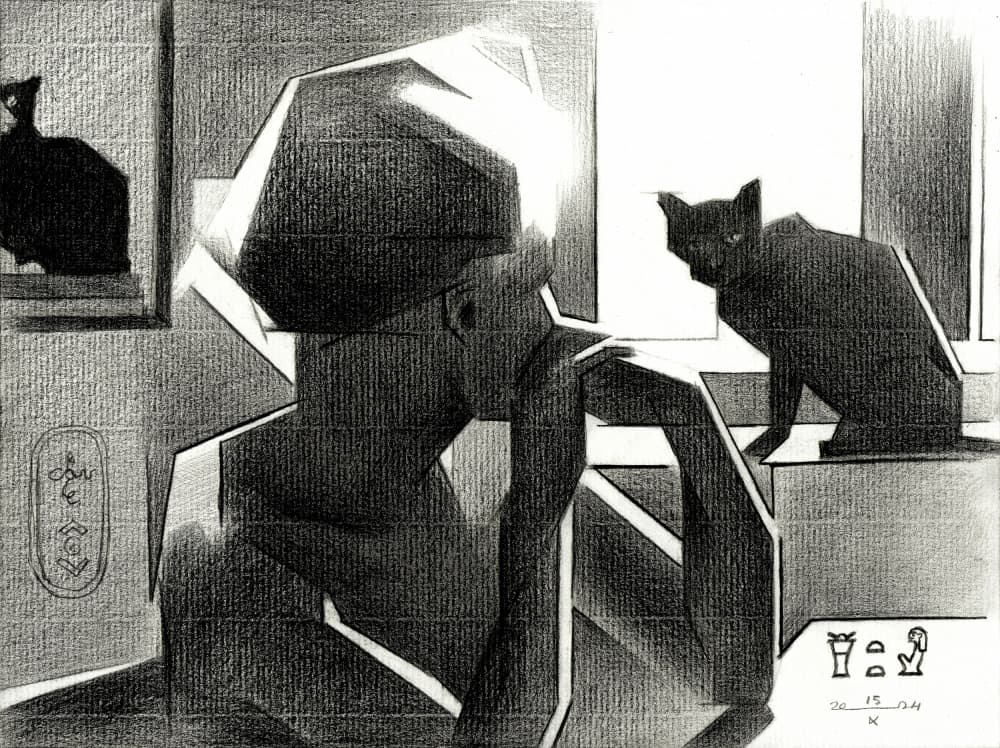 Egyptian Queen and Black Cat by Corné Akkers — canvas wall art
