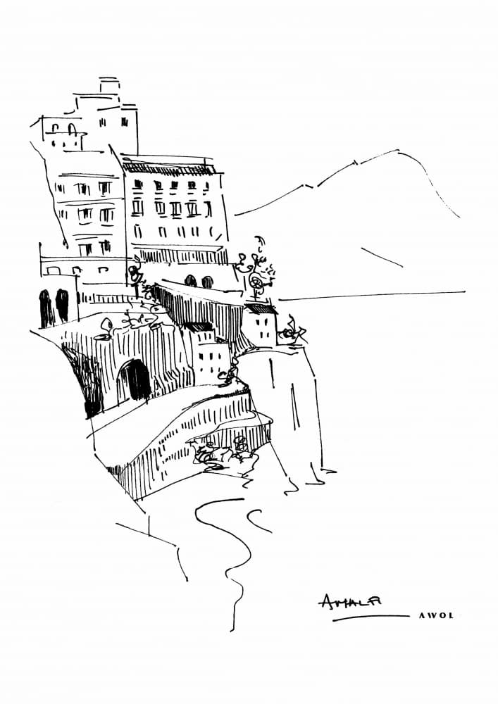 Charming Cliffside Village by Awol Art Alex — canvas wall art