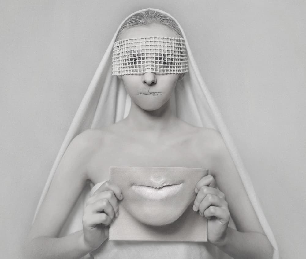 Blindfolded Silent Expression by hardibudi — canvas wall art