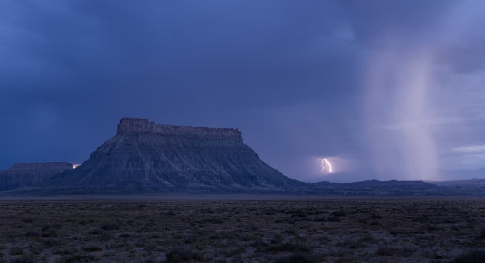 Lightning Over Desert Mesa by April Xie — canvas wall art