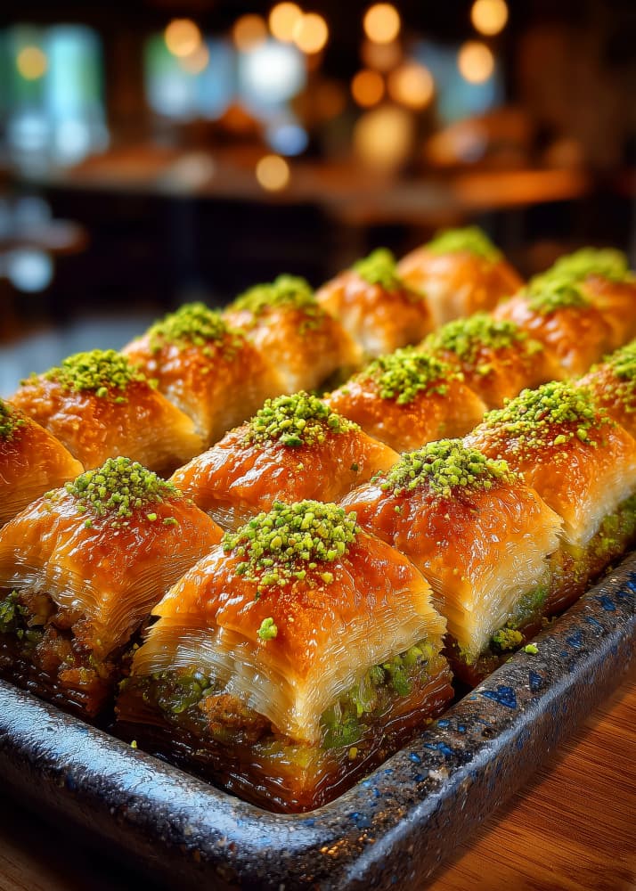Golden Pistachio Baklava by Justyna Jaszke — canvas wall art